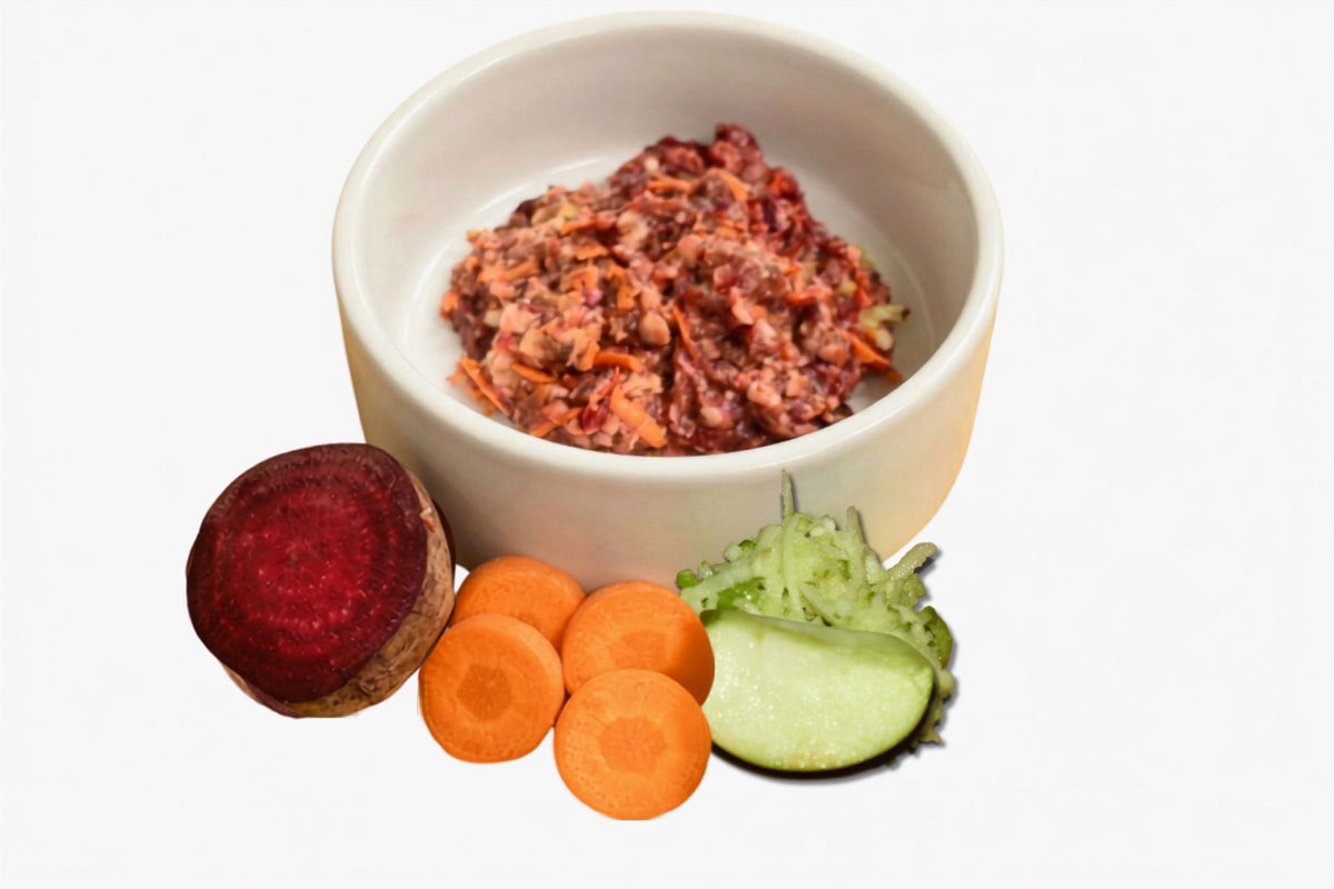 Chicken and Vegetable Pet Mince in a bowl from Burleigh Bones Gold Coast.