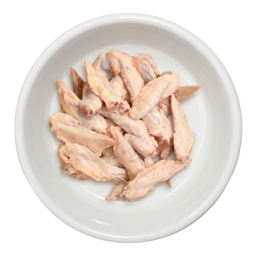 Raw chicken wing tips in a bowl, raw dog food, Burleigh Bones Burleigh Heads.