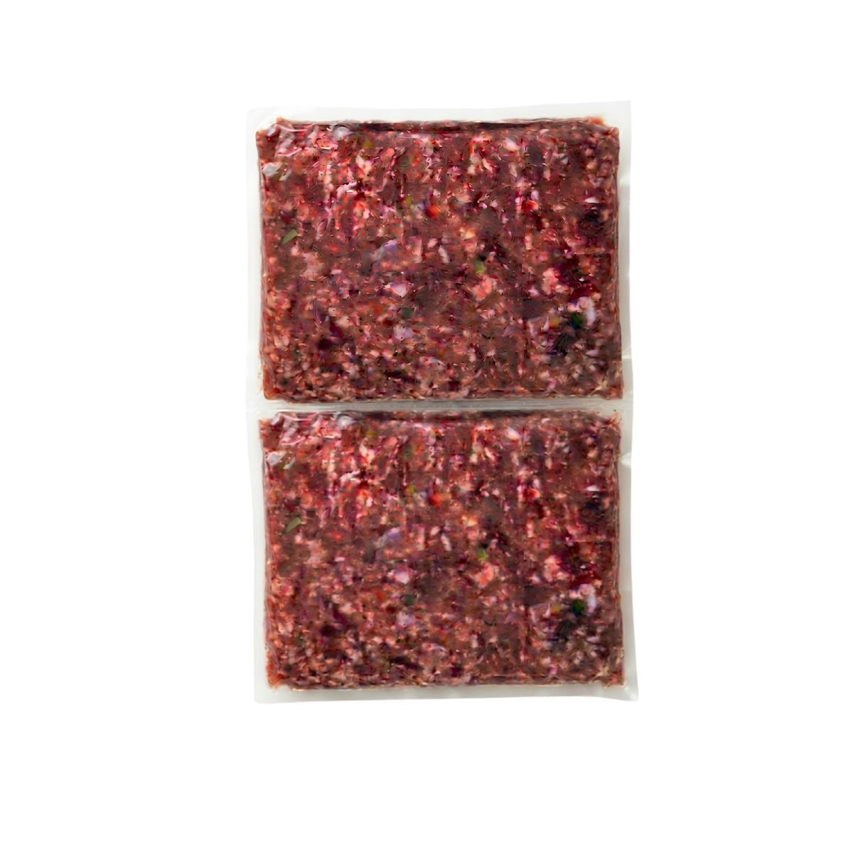 Blend of Kangaroo, beef and vegetable mince in 2 x 500g portions, in cryovac bag, raw dog food, Burleigh Bones Burleigh Heads.