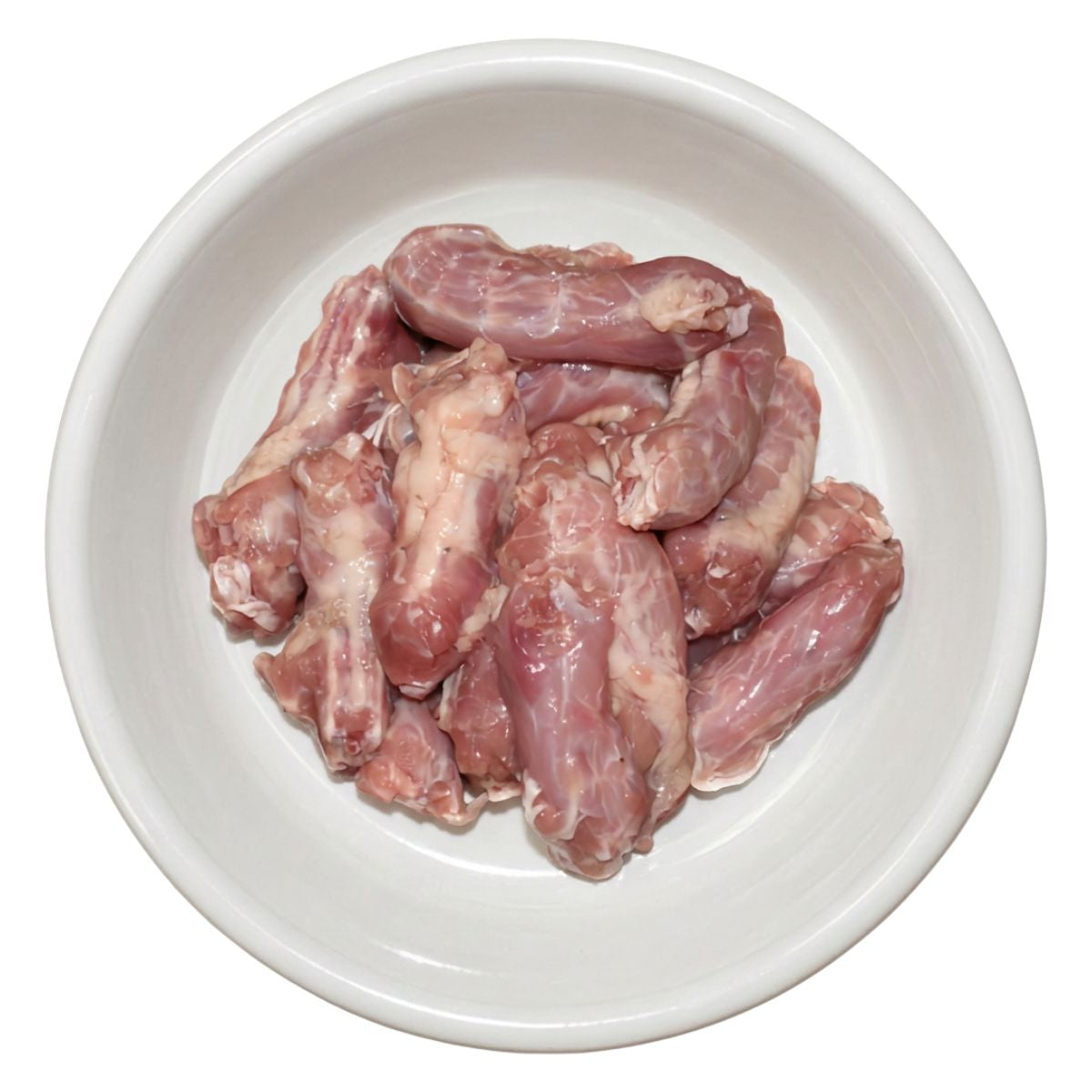 Raw chicken necks in a bowl, raw dog food, Burleigh Bones Burleigh Heads.