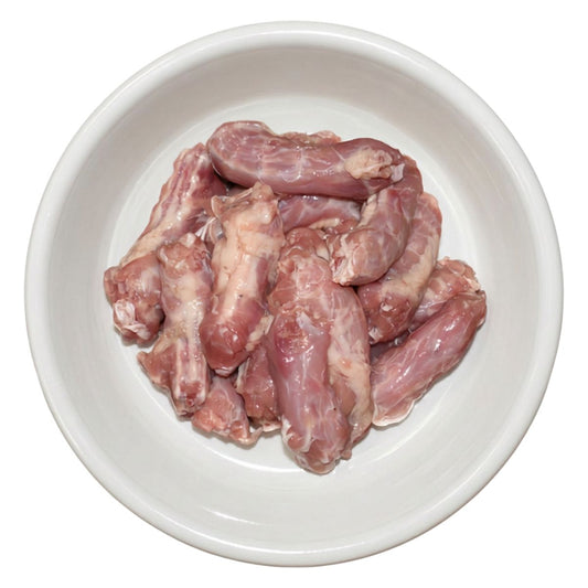 Raw chicken necks in a bowl, raw dog food, Burleigh Bones Burleigh Heads.